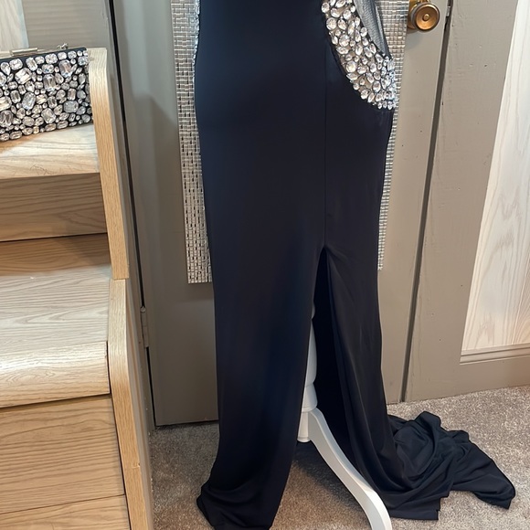 CQ by CQ Black Drop-waist   Netted & Stoned Evening  Dress size  back Zipper M - Picture 15 of 15